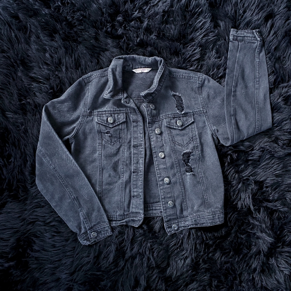 Highway Jeans Black Distressed Denim Jacket